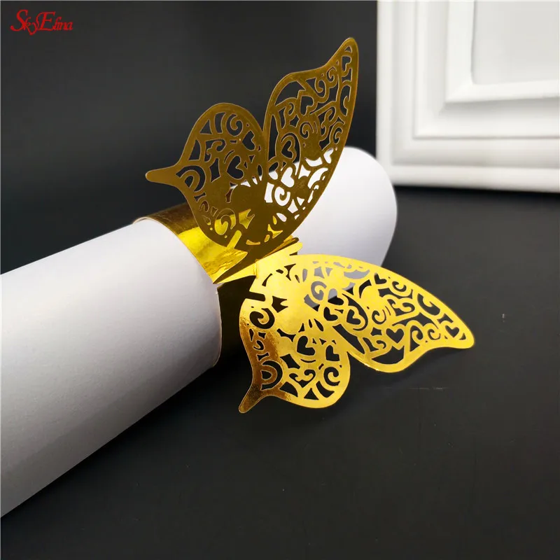 100 шт Бумага Бабочки рождественские кольца для салфеток украшение стола