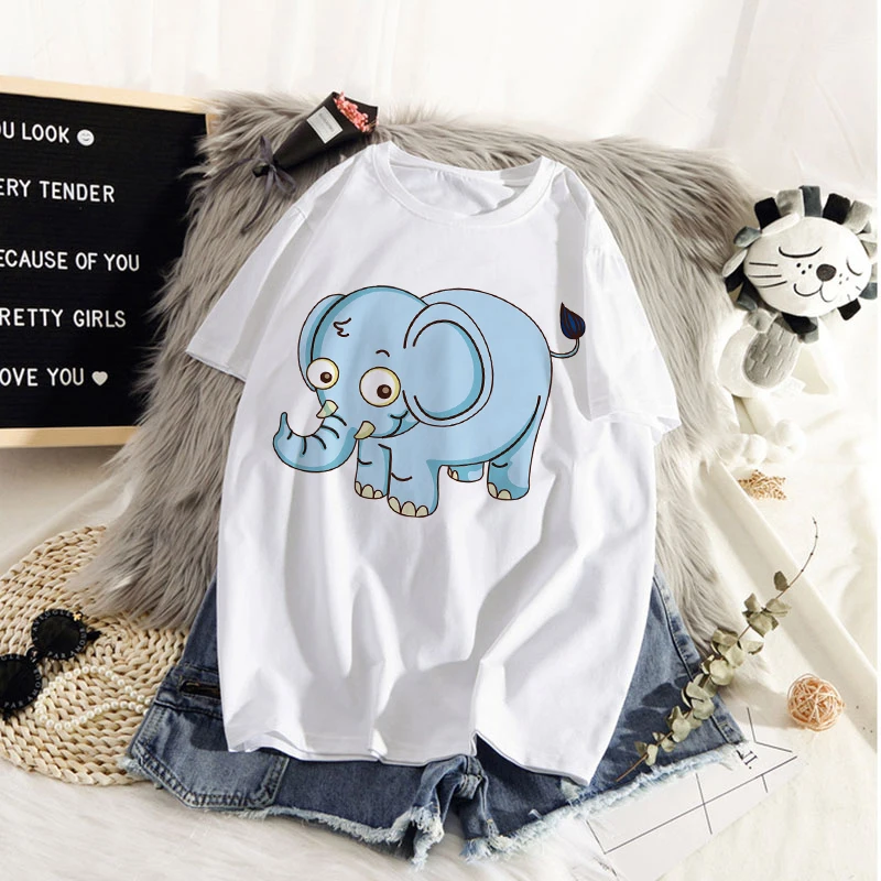 

Lovely elephant T Shirt Basic O-Neck T-shirt Lady Harajuku Kawaii Beautiful Summer Casual Summer TShirt Harajuku Fashion