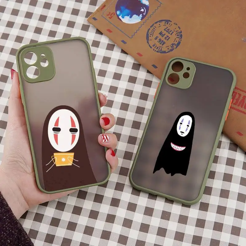 

Faceless male cartoon Spirited Away Phone Case matte transparent For iphone 7 8 11 12 plus mini x xs xr pro max cover