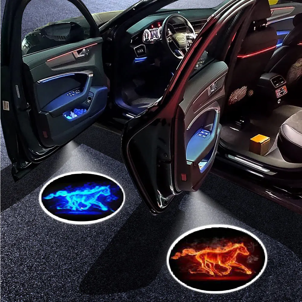 Универсальный светодиодный светильник для двери автомобиля, 2 шт., беспроводной проектор, тенесветильник, атмосфера автомобиля, декоративс...