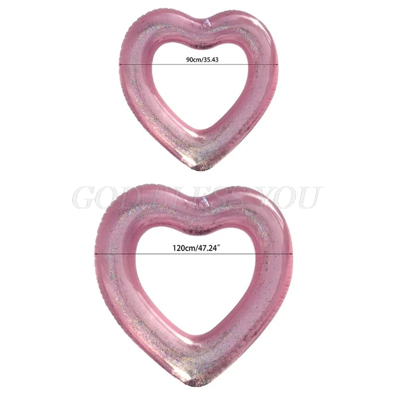 

For Adult Pool Love Heart Inflatable Pool Rose Gold Glitter Swim Ring Swimming Tool Pool Life Buoy pool floats
