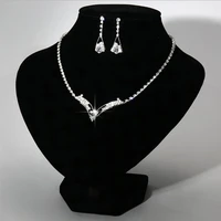 necklace earrings set bride womens crystal silver color fashion jewellery wedding