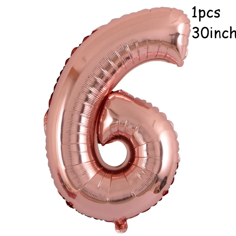 30 inch number 6 10 шт./лот, 18 дюймов, розовое золото, сердце, фольга, шары, свадьба, день рождения, вечеринка, декор для детского душа, принадлежности, подарки на день Святого Валентина - Цвет: 30 inch number 6