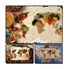Винтажная карта мира, настенная Картина на холсте с изображением кухонных специй, настенное украшение для гостиной, скандинавский Декор для дома
