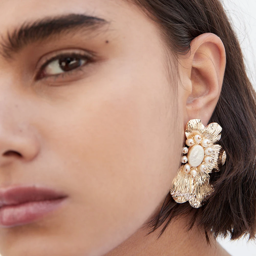 Женские Кружевные серьги подвески ZA вечерние с искусственным жемчугом в стиле