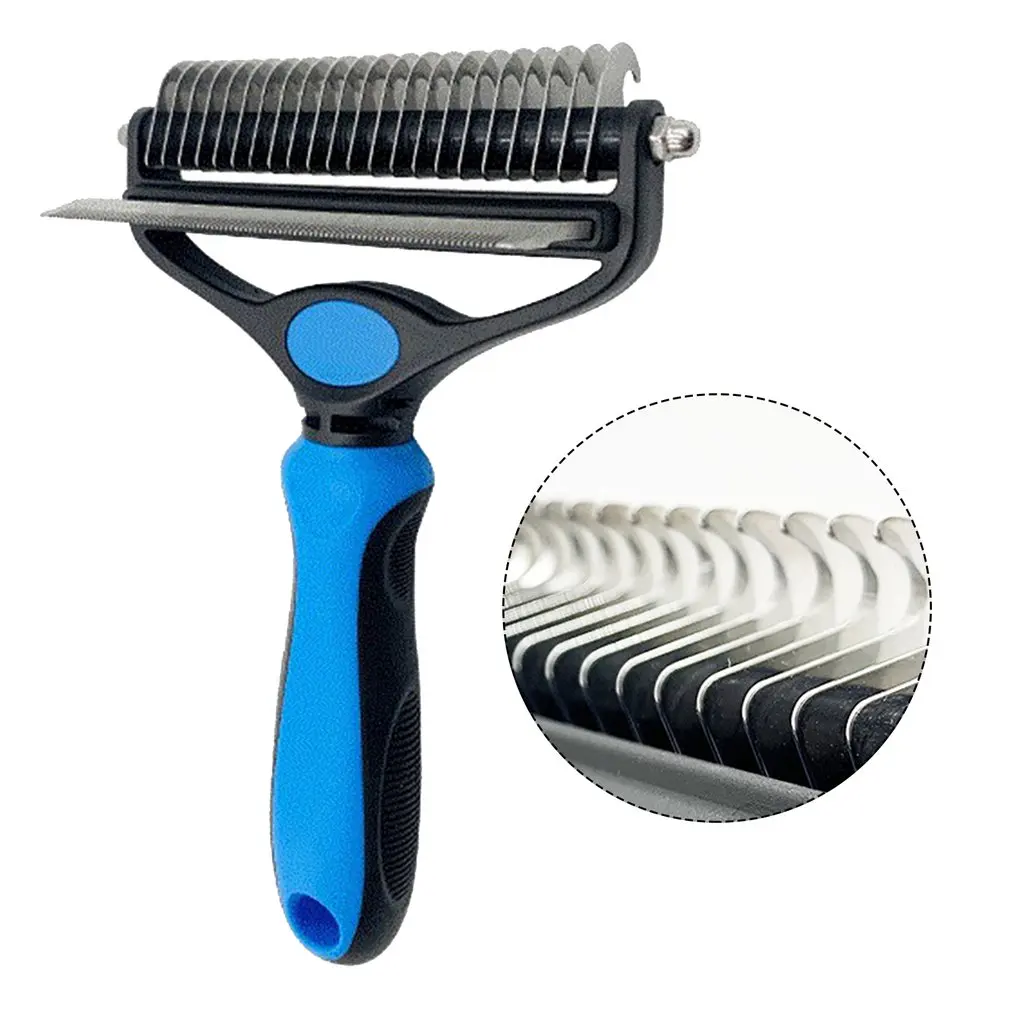 

Pet Fur Knot Cutter Dog Grooming Shedding Tools Pet Cat Hair Removal Brush Double sided For Long Hair Deshedding Comb