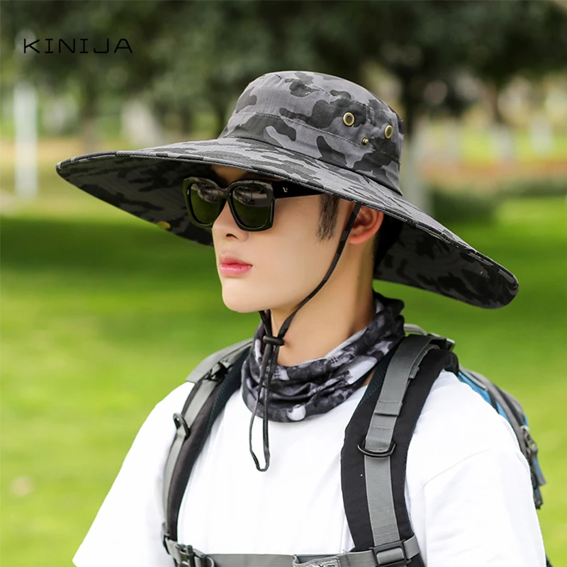 Летняя мужская шляпа с широкими полями в рыбацком стиле для активного отдыха