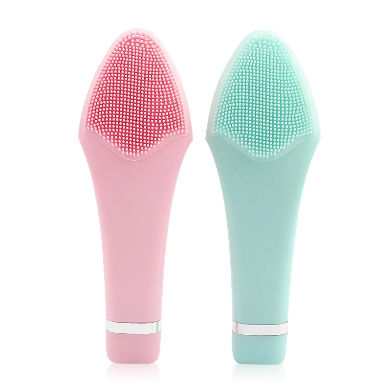 Зеленая Очищающая щетка для лица Sonic Vibration Face Cleaner Silicone Deep Pore Cleaning Electric Waterproof Massage