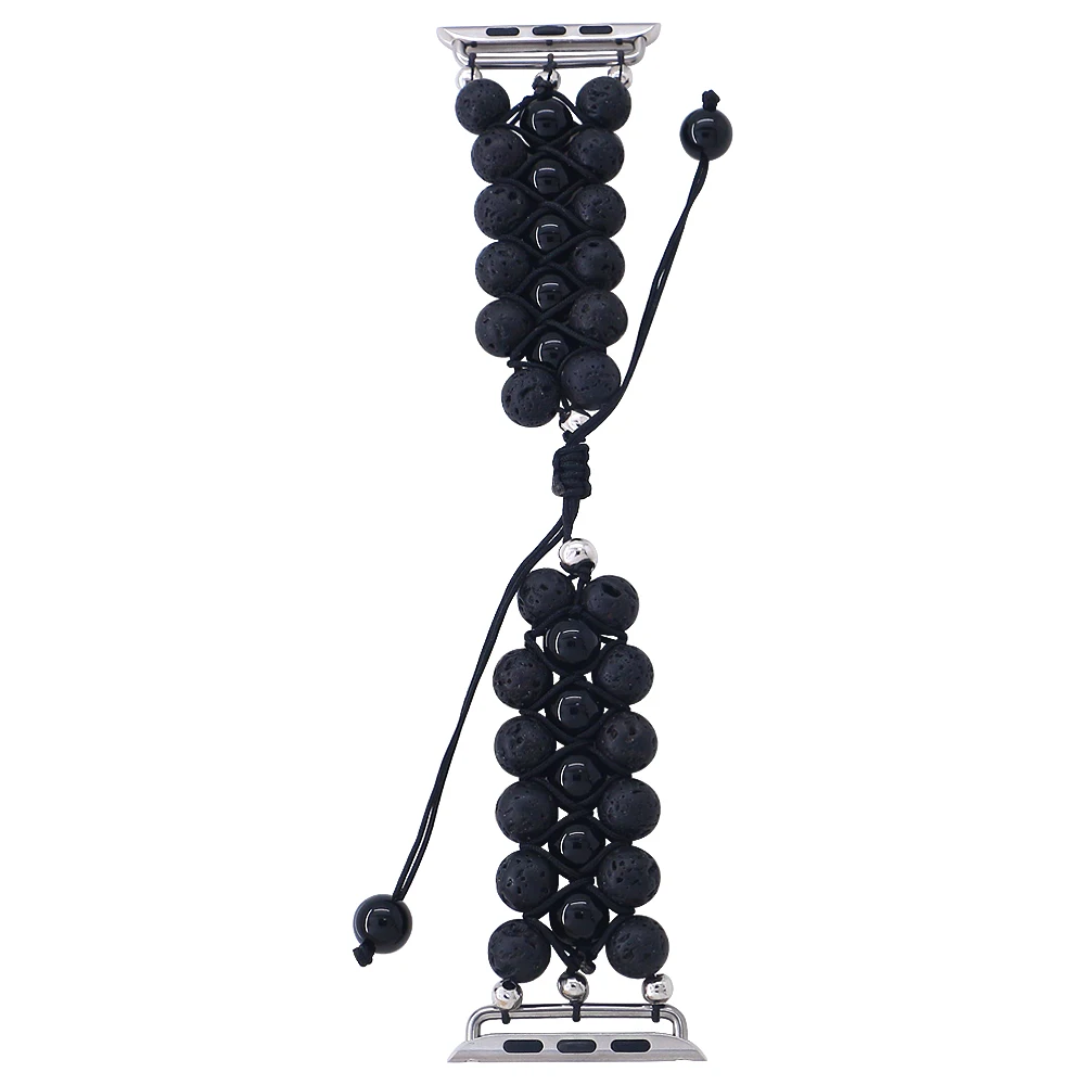 

Lureen Unisex Volcanic Stone Apple Watch Strap 5/4 38mm 44mm Handmade Mixed Beads Bracelet Braid Watch Band For iwatch 3 2 1