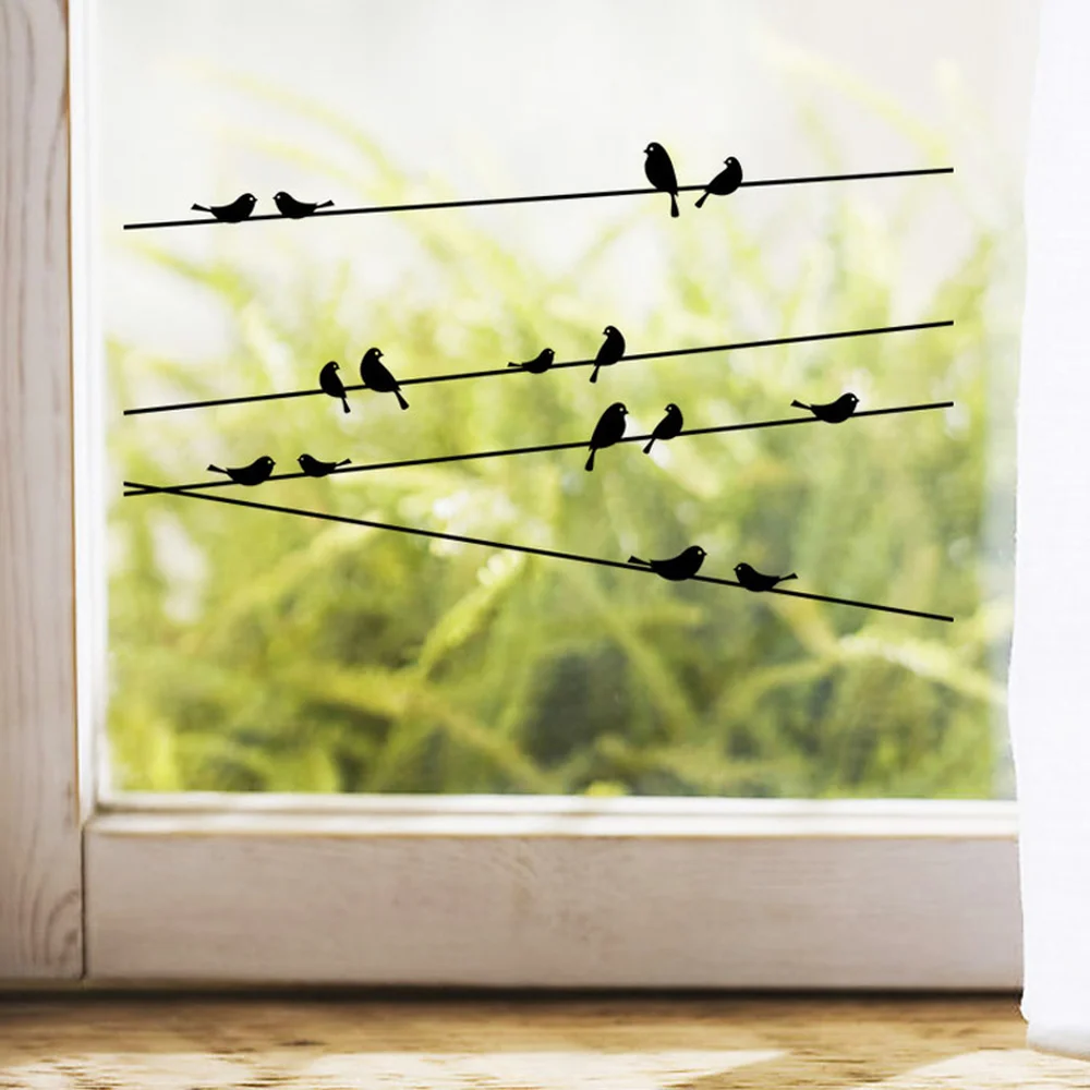 1pc Vinyl Removable Wall Stickers Black Birds Tree Branch DIY For Glass Window Door Bathroom Living Room Decor | Дом и сад