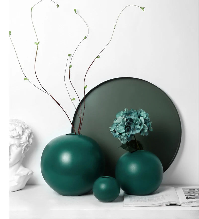Сферические керамические вазы сплошного цвета Morandi нордическая Минималистичная