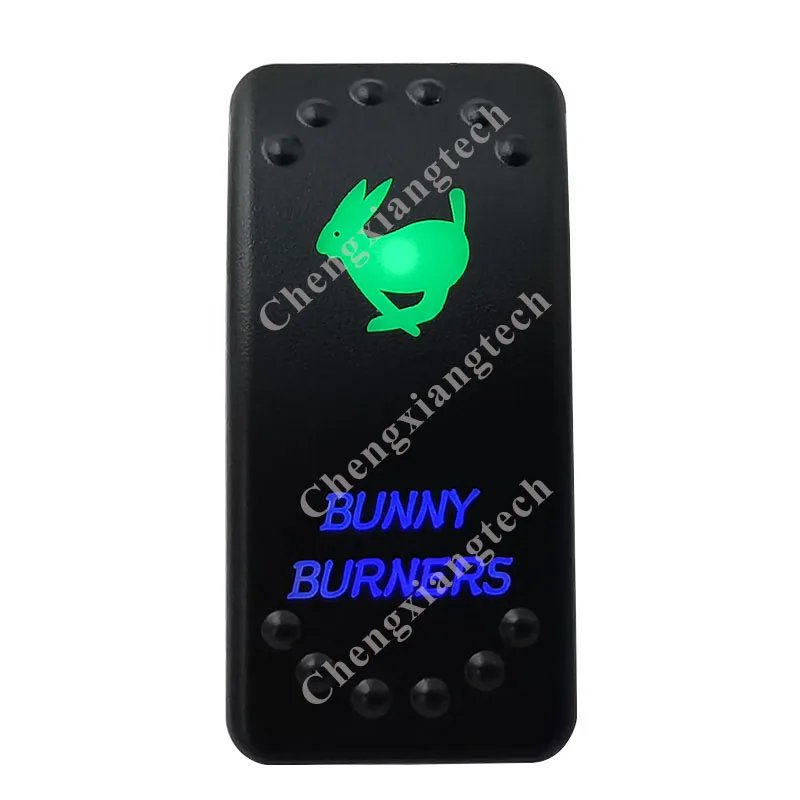 

BUNNY BURNERS Green & Blue Led Light Rocker Switch 5Pins SPST ON/OFF 12V 24V For Marine Boat Car Truck Bus Waterproof