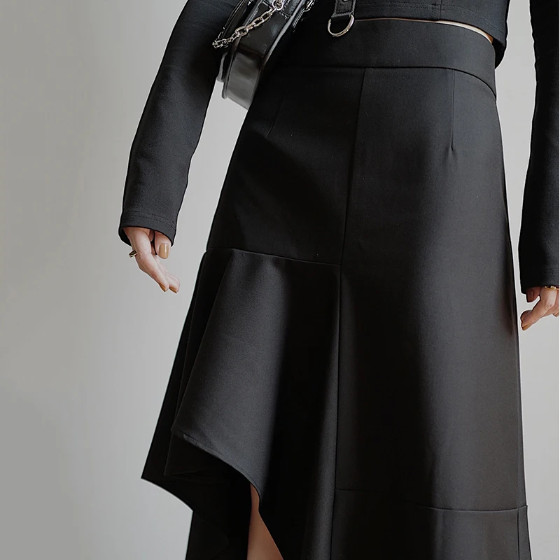 

XITAO Personality Skirts Womens Elegant Irregular Ruffle Skirt Wild Fashion Trend High Waist Slim Was Thin Women Clothes WJ1096
