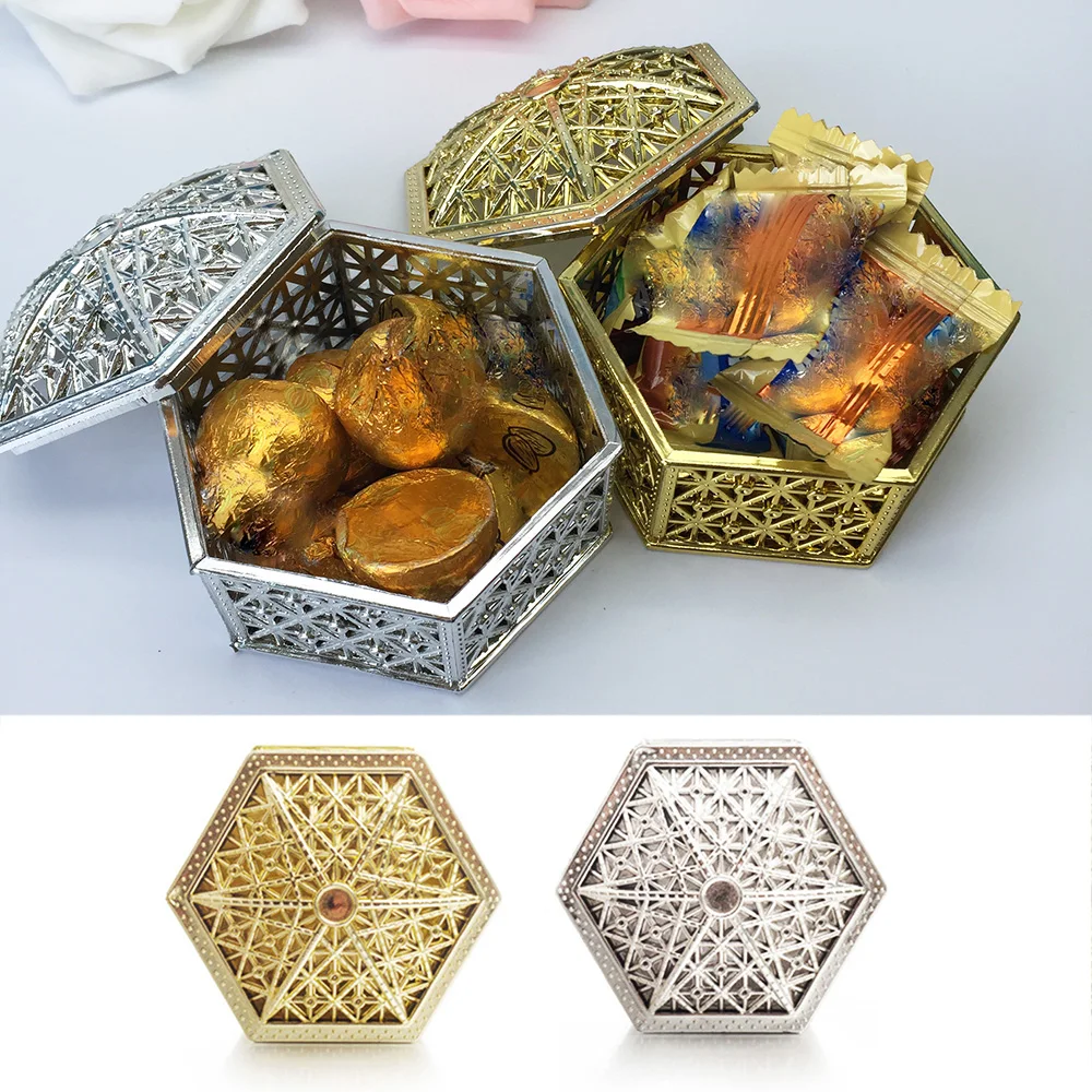 

10pcs Western-Style Hollow Hexagonal Personality Candy Box Decoration Creative Box Wedding Supplies