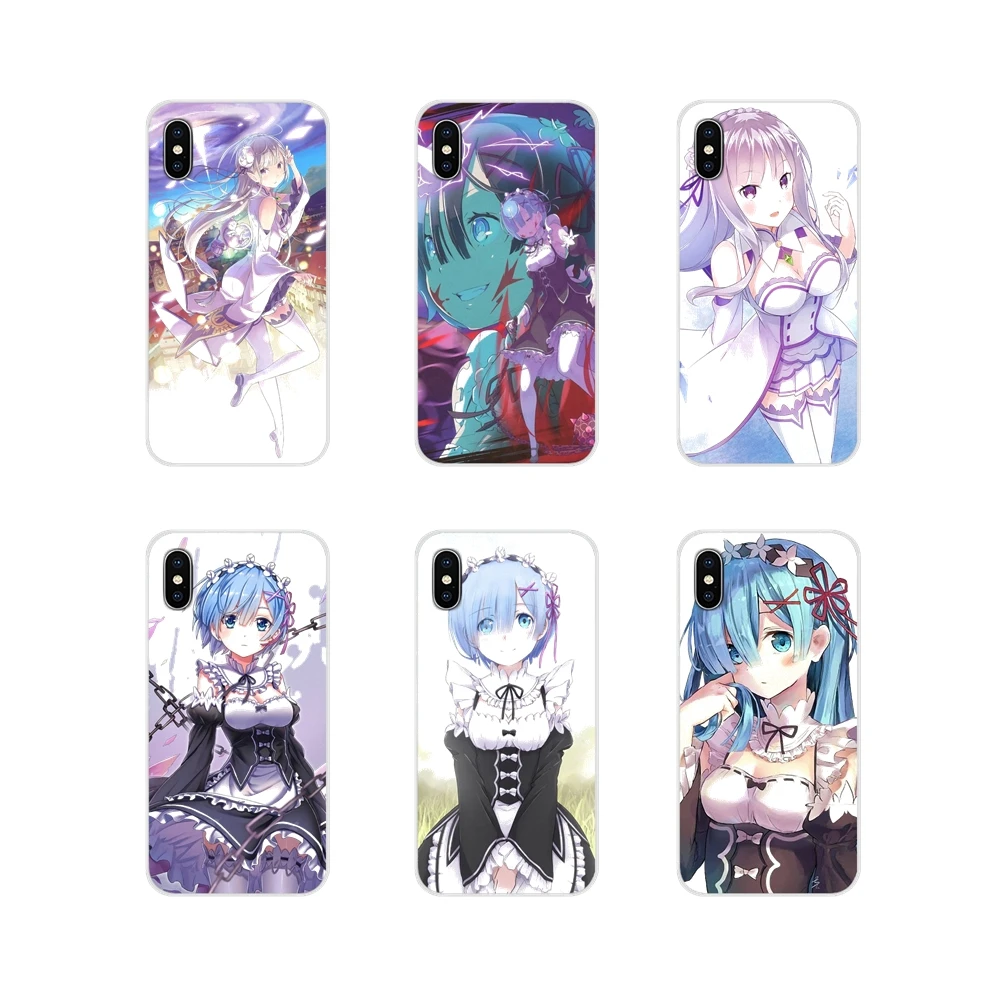 Для Apple ipod 5 6 iPhone X XR XS 11Pro MAX 4S 5S 5C SE 6S 7 8 плюс аниме Rem Re нуля emilia прозрачные мягкие