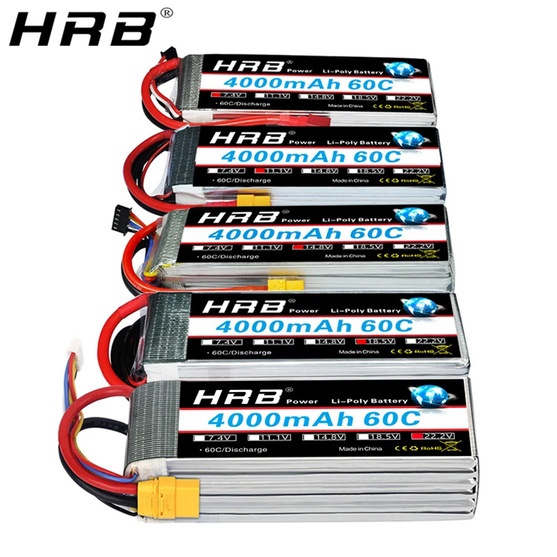 HRB 3S 4S 4000 мАч литий полимерная батарея 14 8 в 7 4 В 11 1 Deans XT60 T 5S 6S 2S 22 2 18 5 1S RC FPV