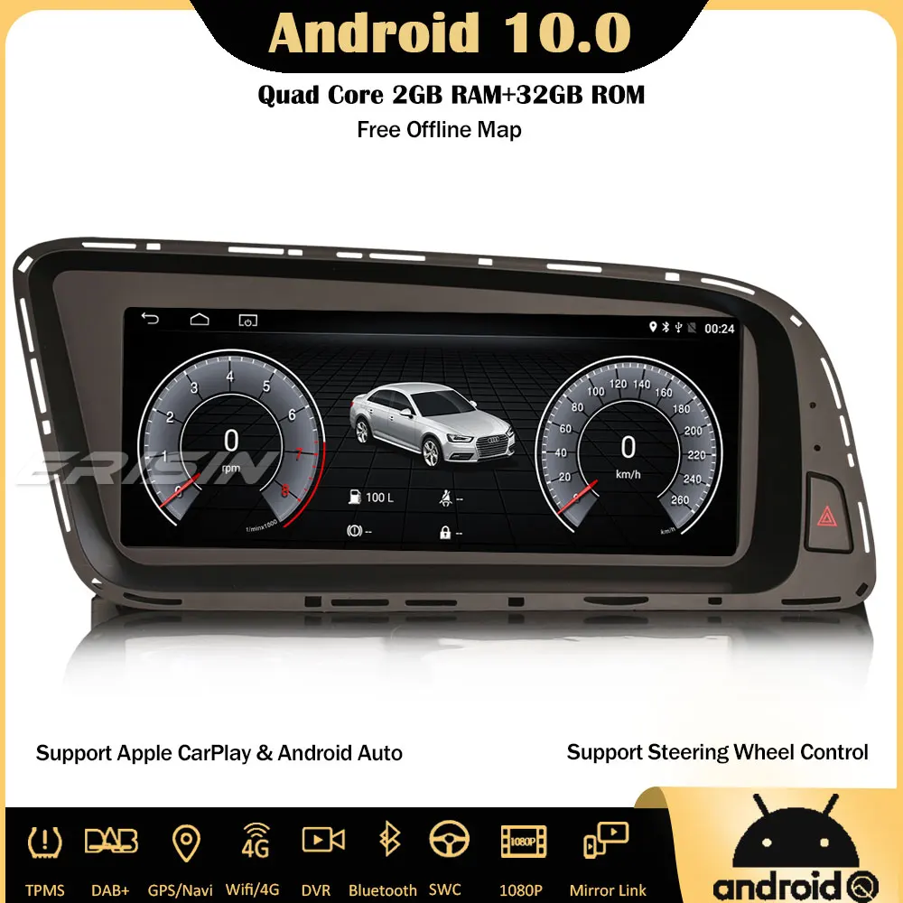 Erisin 2605 8 &quotCarPlay Android 10 0 Автомобильная стерео Автомагнитола GPS SWC DAB + USB RDS 4G Navi Sat Nav