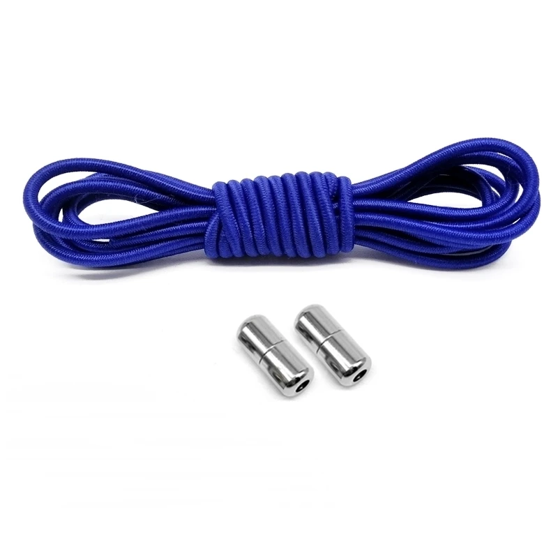 Dark blue 1 пара Упругие фиксирующие шнурки без галстука круглые шнурки для ботинок дети взрослые быстрые шнурки N123 - Цвет: Dark blue