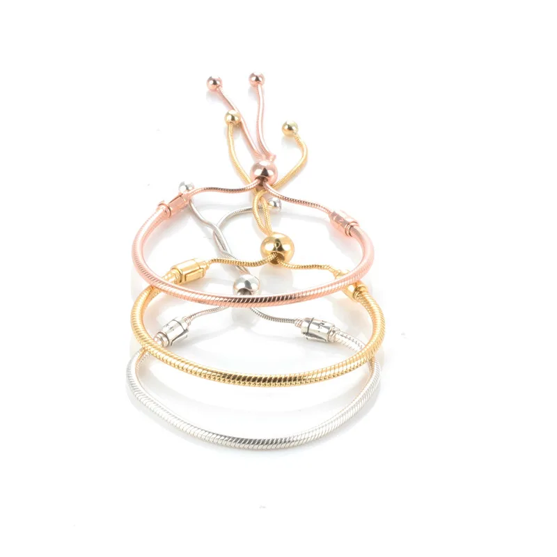 

Hot Luxury Original 100% 925 Sterling Silver Open Telescopic Bracelet Classic Basic Chain Diy Bracelet