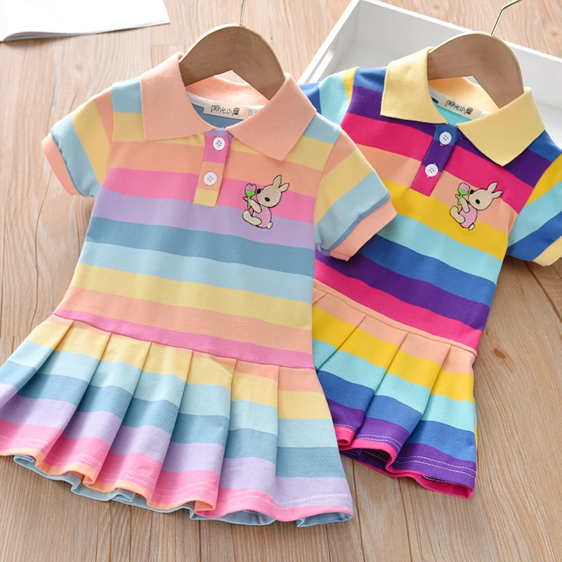 

Children Dress Spring Summer Turn-Down Collar Kids Clothes Fashion toddler Baby Girls Clothing Summer Dress Girl