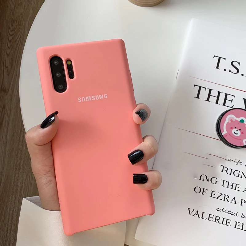 Оригинальный чехол для Samsung Note 10 + из жидкого силикона Гладкий мягкий на ощупь
