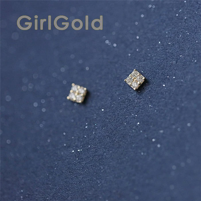 Женские квадратные сережки с кристаллами 14 к уникальный кубический золотой цвет