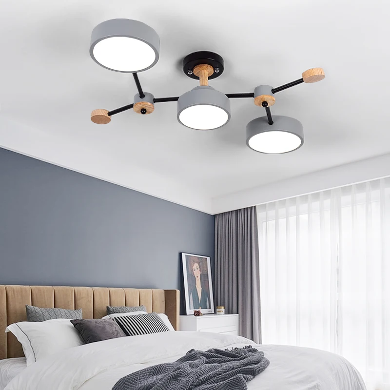 BOTIMI-candelabro LED de 220V con pantalla de Metal gris para sala de estar, iluminación montada en techo de hierro blanco para el hogar, diseño moderno