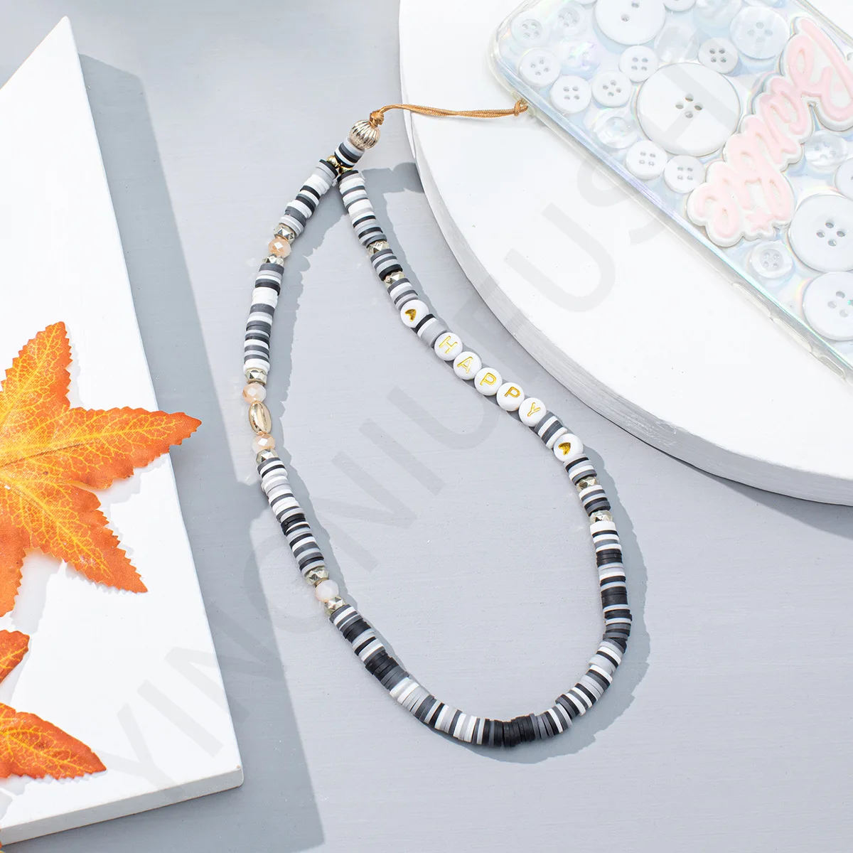 new mobile phone chain strap lanyard for women bohemian beach soft pottery beads rope for cell phone case hanging cord free global shipping