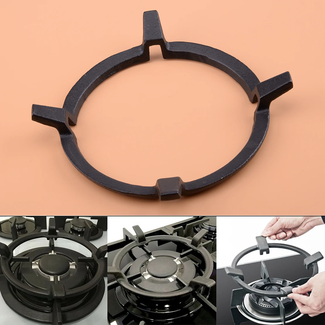 

Cast Iron Wok Pan Support Stand Rack Ring for Universal Cooker Stove Range (OD: 160mm) Accessories