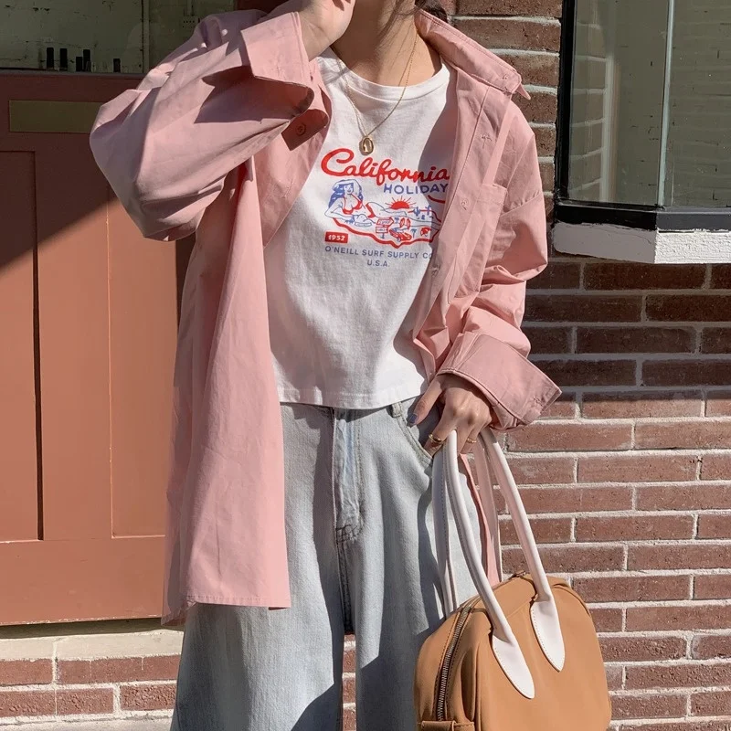 Новая Корейская Свободная рубашка-поло для ранней осени 2021 рубашка с длинным