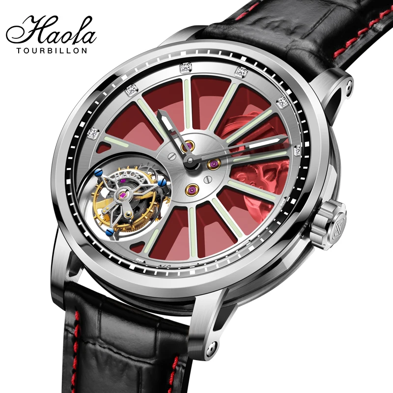 Haofa Skeleton Tourbillon Movement Mens Watch Mechanical Three-dimensional Sapphire Flying Tourbillon Watch For Men Luxury 2021