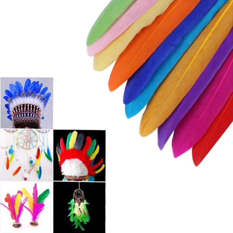 Горячая 20-100 шт./лот натуральный окрашенный утка Feathers10-15CM DIY Шлейфы для