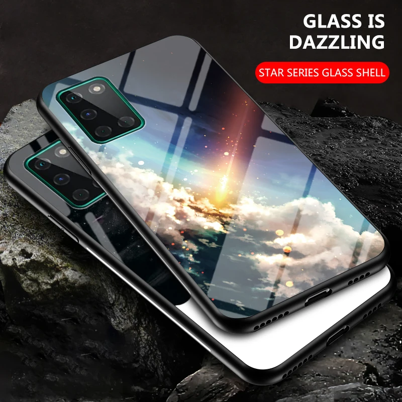 for oneplus 8t 18t case gradient painted glass phone cover for oneplus 8t 18t fashion starry sky schockproof phone back cover free global shipping