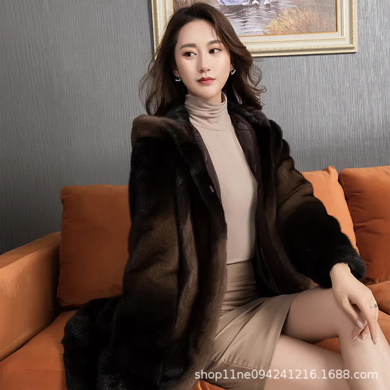 

Шуба женская из натуральной норки, пальто из натурального меха норки, Длинная зимняя одежда в стиле оверсайз, размеры 6xl, 5xl, 7xl