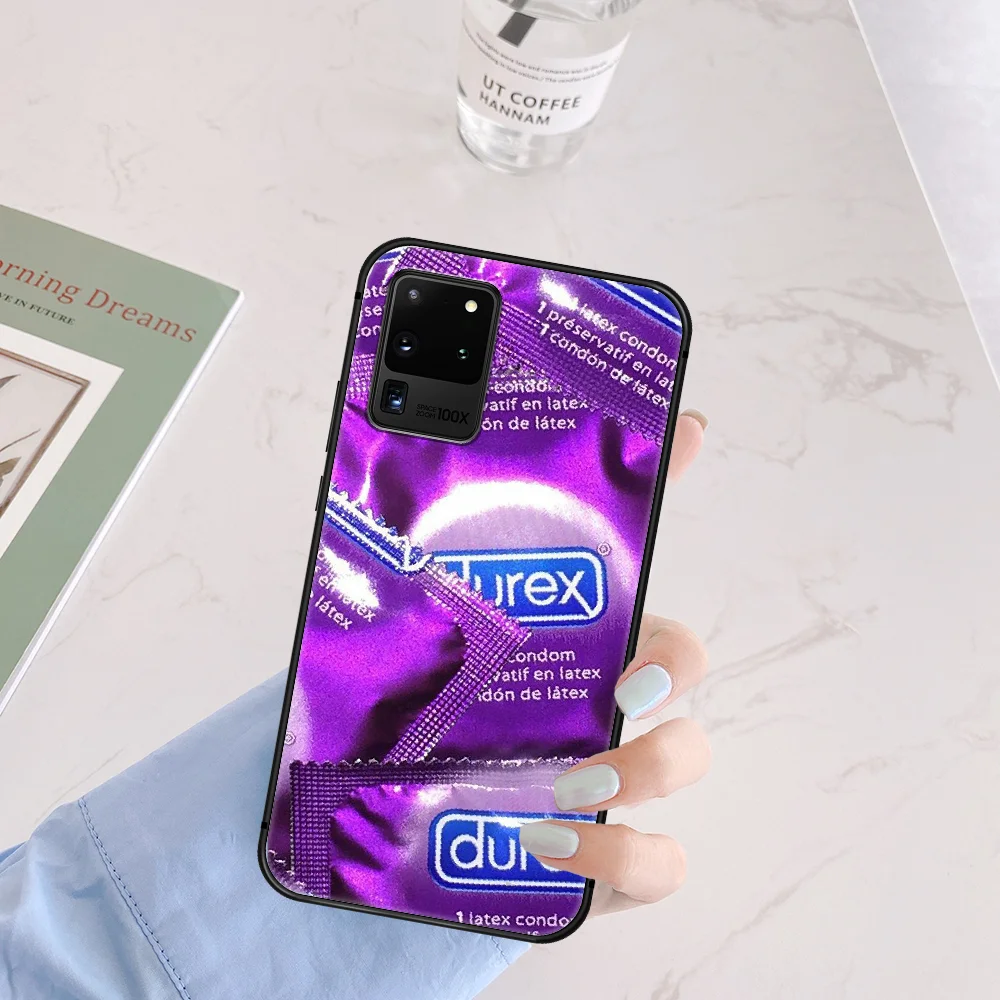 

Durex Logo Brand Phone Case Cover Hull For Samsung Galaxy S 6 7 8 9 10 e 20 Edge Uitra Note 8 9 10 Plus black Funda Pretty