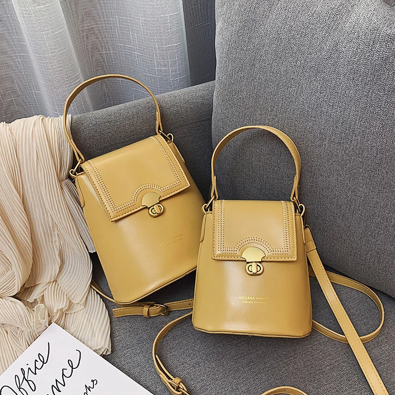 Женская модная вместительная сумка ведро кожаная женская через плечо|Сумки с