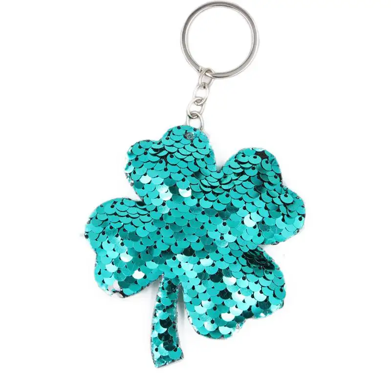 Четырехлистный клевер брелок Блестящий помпон блестки подарок для женщин