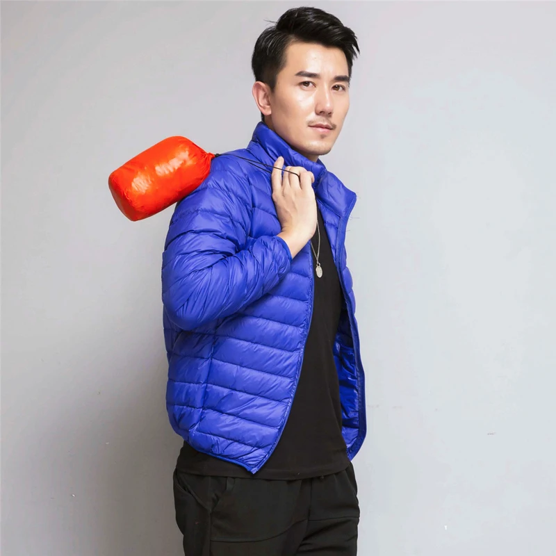 Ultra Light Down Jacket Men Thin Short Coat Plus Size Autumn Winter Fashions Parka Abrigos Para Hombre KJ740 | Мужская одежда