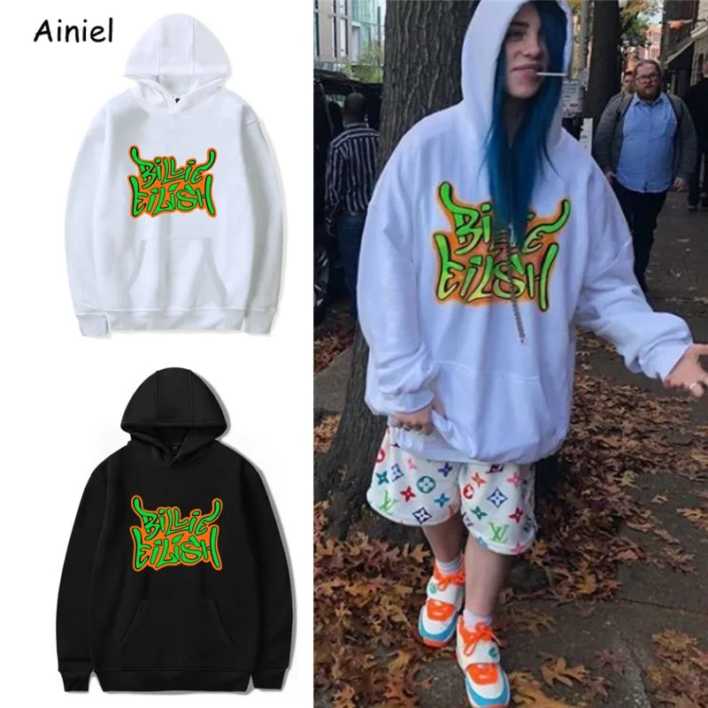 Billie Eilish, толстовка с капюшоном, топы с капюшоном, толстовки, Модные осенние свободные топы, сексуальные K-pops Harajuku топы, свитшоты для женщин и девушек