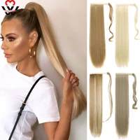manwei clip in ponytail extension wrap around long straight pony tail hair 24 inch synthetic hairpiece
