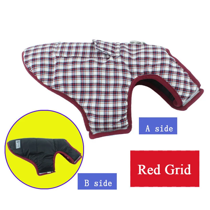 Red Grid Водонепроницаемый одежда с принтом в виде собак для маленьких собак Французский бульдог пальто для больших собак, куртка-пуделем; обувь с Мопсом Костюмы Двусторонняя одежда для домашних животных, жилет верхняя одежда - Цвет: Red Grid