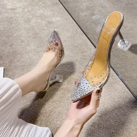 luxury sandals women pumps transparent pvc high heels shoes sexy pointed toe slip on wedding party brand fashion shoes for lady
