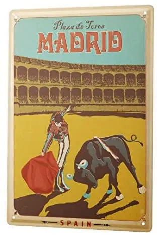 

World Tour Madrid Arena Bullfighter Matador Metal Plate Tin Sign Decorative Signage Home Decoration Sign Metal Plate 12*8 Inch