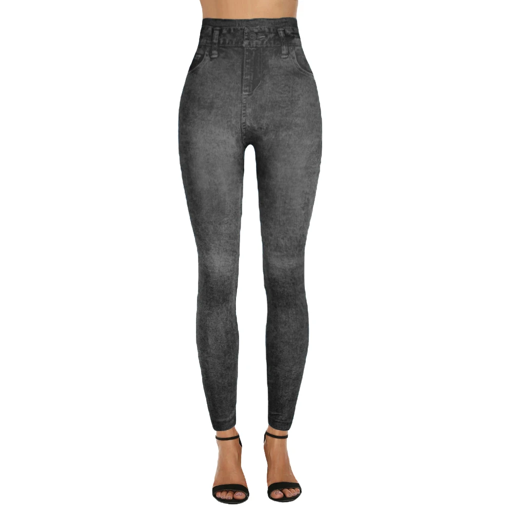 Женские винтажные потертые цветные джинсовые леггинсы с принтом тянущиеся брюки