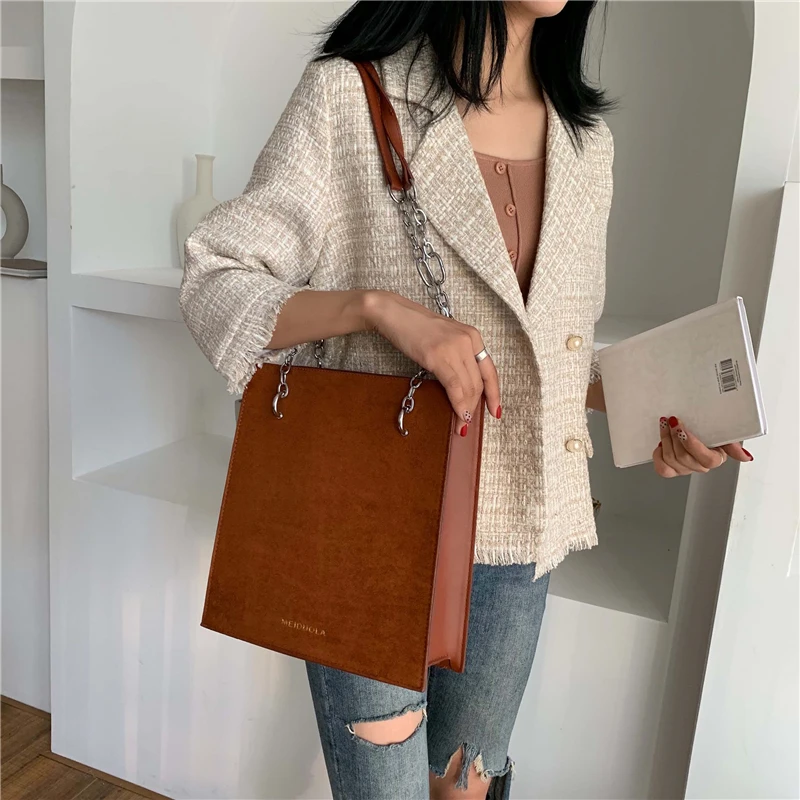 

Vintage Fashion Female Large Tote Bag New Quality Matte Leather Women's Designer Handbag Large capacity chain Shoulder Bags