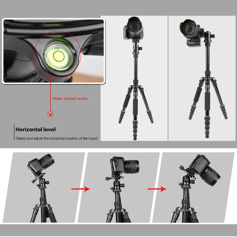 q666 lightweight camera tripod stand stativ trípode portable professional aluminum travel monopod ball head compact for dslrs free global shippin