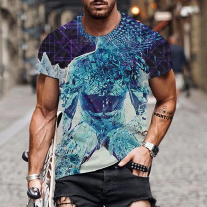 New Style Red Hole Graphic T-shirt for men Fashion Summer handsome Streetwear 3D Printing hole Top Cool Short sleeved T shirt images - 6