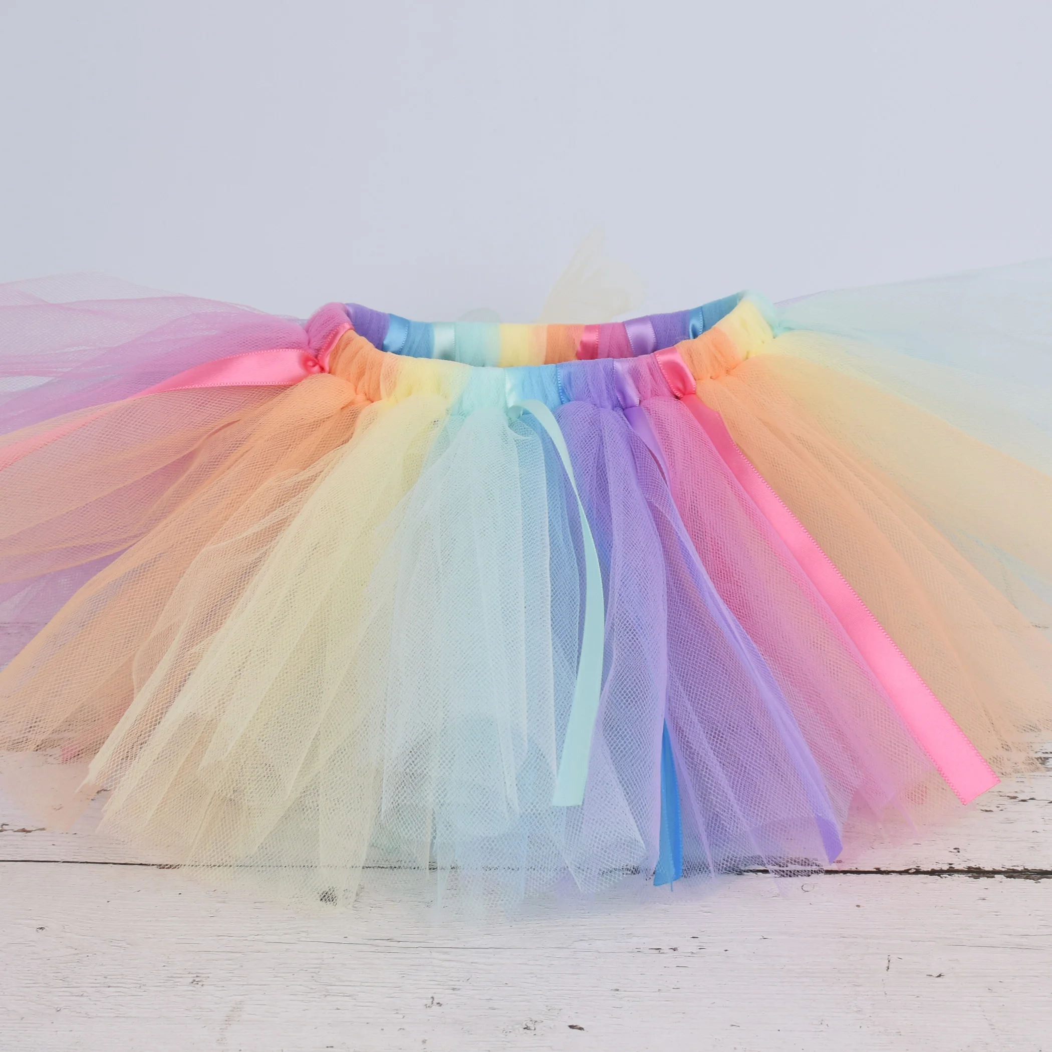 Пастельная Радужная юбка пачка для девочек детская фатиновая первого дня