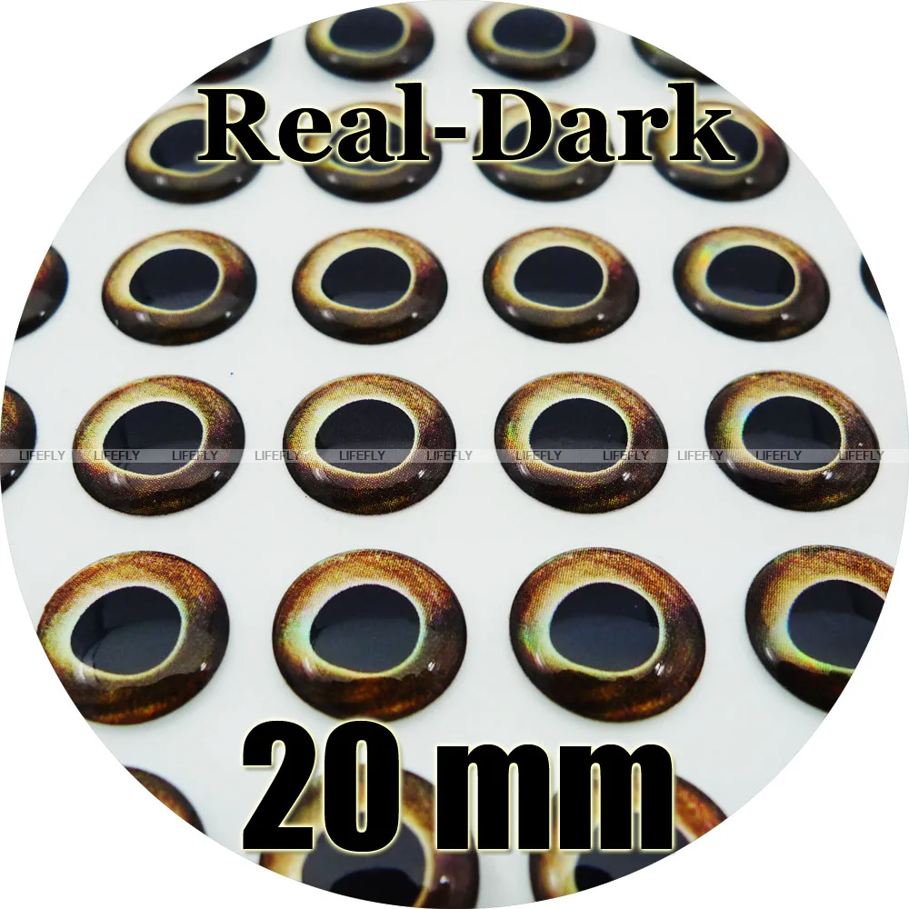 

20mm 3D Real.Dark / Wholesale 100 Soft Molded 3D Holographic Fish Eyes, Fly Tying, Jig, Lure