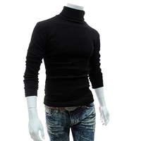 50hotlong sleeve turtleneck men pullover soft solid color stretchy knitted shirt for autumn winter